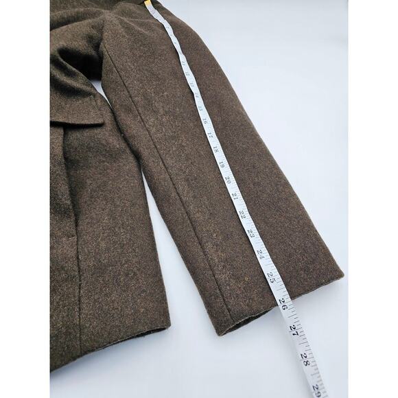 Calvin Klein Men's L Classic Wool Overcoat Brown Zip-bib Winter Jacket - Picture 7 of 8